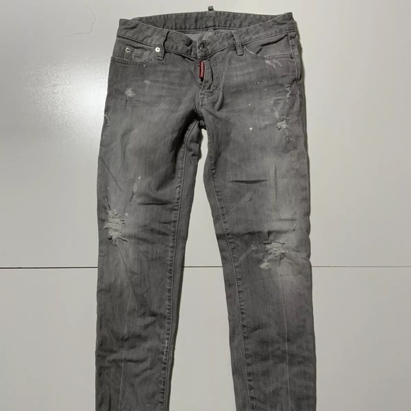 Dsquared2 Dsquared Super Skinny Cropped Gray Denim Destressed Jeans Italy 40 - Picture 3 of 10